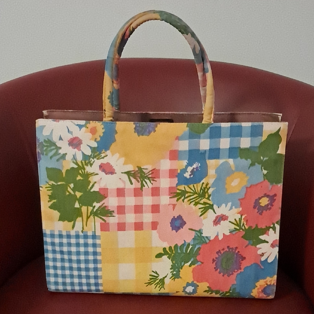 Vtg Margaret Smith Floral Patchwork Tote Bag - image 3